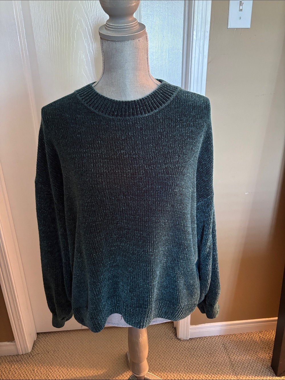 Cozy Chenille Crewneck Sweater - Dark Teal